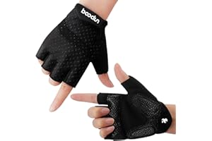 BOILDEG Fahrradhandschuhe Fingerlos Fitness Handschuhe Atmungsaktiv Rutschfestes Stoßdämpfende Radsporthandschuhe für MTB Fitness Damen und Herren