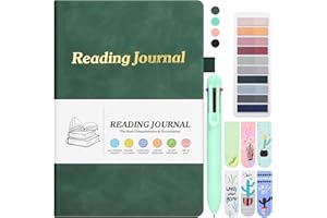 ASTEN Reading Journal for Book Lovers Gifts, 65 Book Review Journal with Bookmarks, Book Tabs, Multicolor Pen, Reading Journals for Book Tracking, Book Club Journal, Book Log Journal Book Tracker, A5 Green