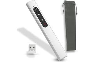 ALIMAN BRAND Puntero Laser Presentaciones – Mando Presentaciones Inalámbrico – Pasador Diapositvas y Control de Volumen y de Pantalla – Control Largo Alcance – Puntero para Conferencias (Blanco)