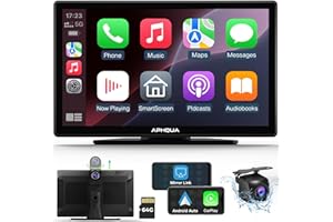 APHQUA [Car Multimedia Player] Apple Carplay Screen for Car with 2.5K Dash Cam+1080p Backup Camera,Car Tablet Pro Max 2025,9" HD IPS Carplay & Android Auto Screen,Siri,AUX/FM,Mirror Link