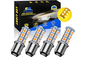 YM E-Bright 1157 Lampadina a Led Ambra, BAY15D 1034 2057 2357 7528 Lampadina per Camper SUV MPV Auto Luci Posteriori a LED Luci di Posizione Laterali, 18SMD 5050 Chips DC-12V (4pcs)