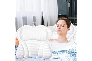Purpledi Badewannenkissen,Badekissen als Nacken&Nackenkissen Badewanne, mit 4D-Air-Mesh-Technologie,Nacken, Rücken in der Badewanne 6 Saugnäpfen, Badewannen kopfstütze für Home Spa(White), 43.5*43cm
