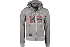 GEO NORWAY GOTZ Men - Felpa con Zip da Uomo - Felpa in Cotone da Uomo - Felpa con Cappuccio Giacca A Manica Lunga - Felpa con Cappuccio Sport Casual Tasche Tessuto Traspirante