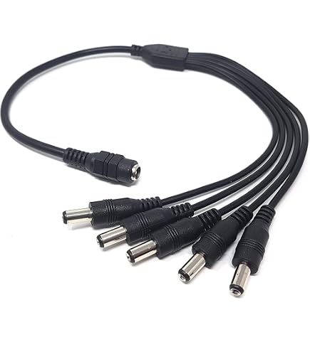 GINTOOYUN Cavo splitter CC, 1 femmina a 2 maschi ad angolo retto, 12 V CC, 5 ,5 mm x 2,1 mm, splitter a Y, adattatore femmina a maschio a 90 gradi, 0,7 m