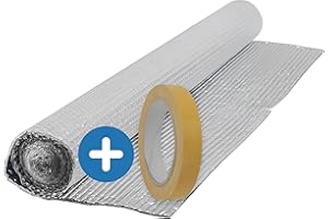 IMBALLAGGI 2000 - Pannelli Termoriflettenti per Termosifoni 1x7M/7mq, 1 Rotolo + Nastro Biadesivo, Pannelli Isolanti Termici per Interni, Porte Finestre Pavimenti Tetti, Isolante Termico Impermeabile