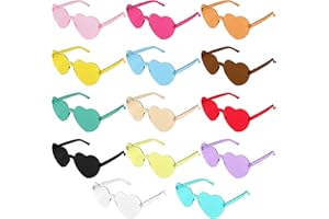 Alikiai 16 Pairs Heart Sunglasses Women, Frameless Shaped Transparent Candy Colored, Fun Glasses Rimless for Adult Hen Party Favors Eyewear, Photo Booth Props, Bulk, 70 x 140 cm