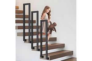 Ogimeka Barandilla Escalera Interior, Pasamanos Escalera en Forma de U, Barandillas Escaleras para Villas, Balcones, Pasillos, Apartamentos, Interiores y Exteriores (Negro - montaje lateral, 95x20cm)