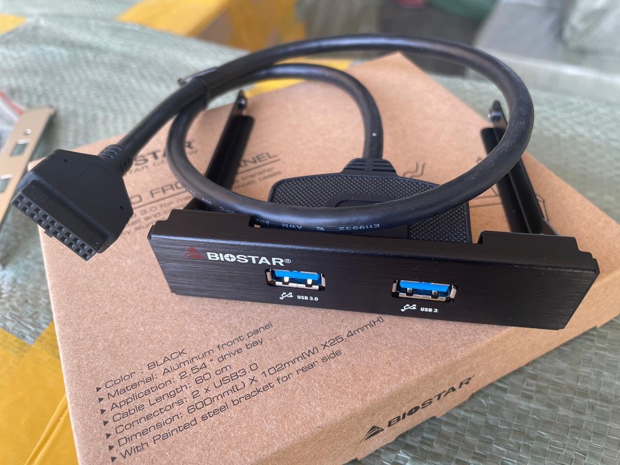 foxaa USB 3.0 Dual Port Front Panel to Motherboard 20Pin Connector Cable for Pc 3.5" Floppy Bay with Back Panel Bracket