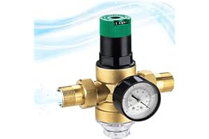 XNZMYN Reduktor ciśnienia wody 1 cal, reduktor ciśnienia wody z ciśnieniomierzem i filtrem siatkowym, zawór ciśnieniowy z mosiądzu do regulacji ciśnienia wody