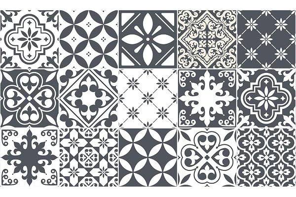 Stickers muraux Cuisine - Sticker Mural - Carreaux de Ciment adhésif Mural - Stickers Muraux azulejos - Sticker Carrelage adhesif Mural Salle de Bain 15 x 15 cm - 15 pièces Carreau de Ciment adhesif