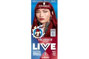 Schwarzkopf LIVE Ultra Brights or Pastels Dark Red 026 Shade, Semi-Permanent Red Hair Dye, FINAL FANTASY™ XIV Online x Live, Vibrant Hair Dye Kit Lasts Up to 15 Washes