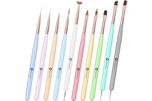 KINGMAS 10Pcs Nail Art Brushes, Nail Gel Polish Painting Brush Drawing Pen, Nail Liner Brush and Nail Dotting Pen for Gel Polish DIY Manicure Salon at Home