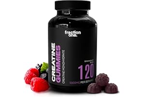 Fraction One Creatine Monohydrate 120 Gummies – 5000mg with BCAA’s per Serving, Pre-Workout Support, Muscle Recovery, Gym Supplement for Men/Women - 40 Days Supply - UK 3rd Party Tested, Lab Verified