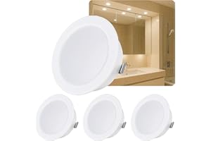 Sweet LED 4x Lámpara empotrada plana 12V IP44, Luz de mueble empotrada 3,5W 3000K, Luz de baño, Foco empotrado redondo, Ultra delgado, Mini luz de humedad, Blanco cálido, Blanco