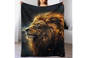 GGJJTT Löwe BettDecke Sofa Decke - Warm Flannel Sofaüberwurf Decke, Dicke Sofadecke Couchdecke, Flauschige Wohndecke 130×180cm