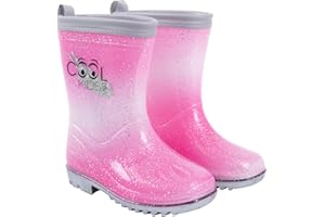 PERLETTI Bottes de Pluie Fille Petite Sirène - Bottines Fillette Little Mermaid Rose et Vert Matériau PVC Imperméable - Galoches Chaussures Semelle Antidérapante Détails Réfléchissants