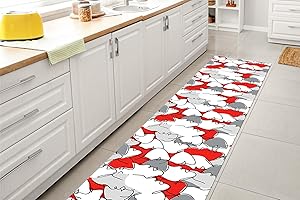 GLHOME IDEE PER LA CASA GL Home Tappeto Cucina Antiscivolo Made in Italy Passatoia Antimacchia Multiuso Corridoio Soggiorno Lavabile in Lavatrice - Face Rosso - 50x200 cm