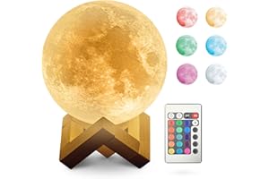 Bryte Moon Lamp - Touch-Controlled Lunar Mood Light with 16 Colors, 4 Brightness Levels, Timer Setting & Remote Control - Perfect for Home, Bedroom, Desk, LED Night Light & Gift (Unisex)