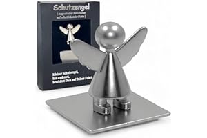 MIJOMA Magnetischer Schutzengel Zettelhalter: Ihr Begleiter fürs Auto-Cockpit, Ideal für Notizen, Parkscheine, 3 cm (Silberfarben 2)