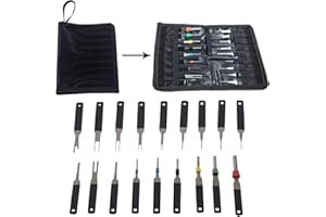 DRISUBT Terminal Extractor, 18 PCS Terminale Rimozione Tool Kit per auto, Alta Durezza Pin Extractor Tool Set Rilascio Filo Elettrico Connettore Estrattore di Riparazione Chiave Strumenti di Rimozione