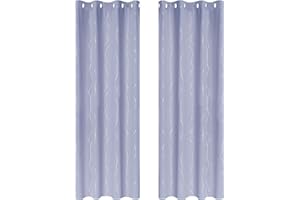 Deconovo Dot Line Decorative Super Soft Thermal Insulated Energy Saving Blackout Curtains for Living Room Light Purple 46 x 90 Inch 2 Panels