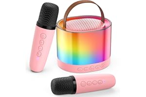 JAUYXIAN Karaoke Maschine für Kinder & Erwachsene, Mini Karaoke Anlage mit 2 Mikrofonen, Bluetooth Karaoke Lautsprecher für Heimparty, Geschenk für Brithday, Weihnachten, für Mädchen und Jungen