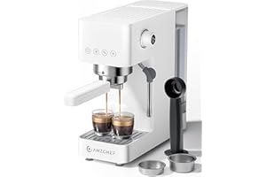 AMZCHEF 20-Bar-Professional-Espresso-Machine, 1350W Coffee Machine with Milk Frother, Flexible Brewing Options, Compact Espresso Machine for Cappuccino, Latte, White
