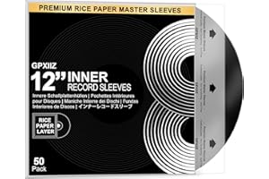 GPXIIZ Schallplatten Innenhüllen 12 Zoll, 50 Stück Lp Schutzhüllen, Master Schallplatten Hüllen aus 3-Lagige HDPE+Reispapier, Antistatisch Vinyl Hüllen aus Reispapier, für 12" Vinyl Inner Sleeves