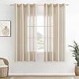 Lot De 2 Rideaux Voile Lin Transparent - Ruban Volants - 140x260 Cm - Blanc
