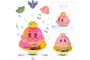 Guddong Jouet Bain Bébé 1 2 3 4 Ans Électrique Induction Jouets de Pulvérisation avec Lumière Jouet à Eau pour Enfants avec Quatre Modes de pulvérisation avec Voiture OVNI Bath and Soothing Water Toy