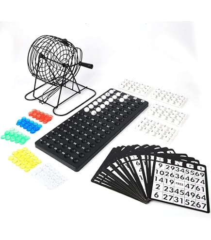 Masters Home Bingo Set – Cage Métal, 90 Boules, Cartes Reutilisables, Jetons – Tombola Pour 10 Joueurs – Jeu De Soirée Familiale