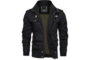 KEFITEVD Men's Military Bomber Jackets Cargo Work Jacket Casual Full Zip Coat Windbreaker