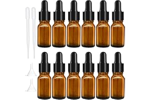 MEIYAXINWIN 12 Pezzi Flaconi Bottiglie Contagocce in Vetro Verde, 10ml Flaconi Vuoti Ricaricabili Flacone Pipette per Oli Essenziali per l'Aromaterapia Degli(con 2 Contagocce e 2 Imbuti)