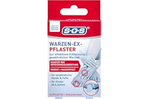 ‎SOS SOS Warzen-Ex Pflaster - Warzenpflaster zur Entfernung gewöhnlicher Warzen an Hand und Fuß - wasserfest - für Kinder ab 6 J. - 24 Pflaster