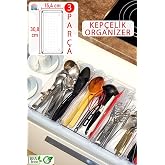 color house 3 Adet Kep&ccedil;elik Organizer Şeffaf &Ccedil;ekmece İ&ccedil;i D&uuml;zenleyici (30,8 cm * 15,4 cm x3 Adet) ŞEFFAF 30 x 49