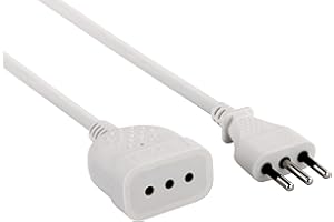 Electraline 46113 Prolunga 3 mt spina e presa piccola 10A, bianco - sezione cavo 3G0,75 mm²