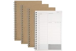 MENGH-SHOP Terminarz do zarządzania czasem, lista zadań, planer dzienny, blok spiralny, blok na notatki, brązowy, 100 stron, 50 arkuszy, 19 x 13 cm (4 sztuki)