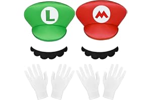 LUKIUP Accessori per costume da cosplay, per fratelli, con cappelli rossi e verdi, per carnevale, Halloween e cosplay