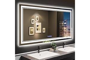 BAKLON Espejo Baño con Luz LED 150x90cm,Espejos de Baño con LED,Memoria y Cristal Templado HD,Espejo Digital Antivaho con Regulación de Brillo Instalación Horizontal/Vertical