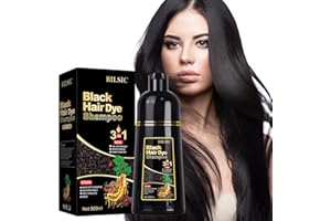 RILSIC Hair Dye Shampoo 3 en 1 Cubre Canas, 500ML Black Hair Dye Shampoo 3 en 1,Hair Color, Champú Color Tinte Pelo Barba Champu Canas Instantáneo,Cobertura De Canas En En Minutos para Hombres Mujeres