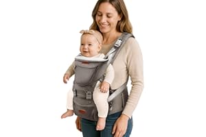 SUNVENO Ergonomiczne nosidełko dla niemowląt, ze zdejmowanym kapturem, siedzisko biodrowe dla niemowląt z chusteczką ślinową, 3 w 1, nosidełko na brzuch dla niemowląt w wieku 3-36 miesięcy, nosidełko