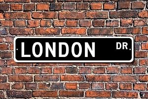 HNNT New Stree Plaque en Aluminium pour Cadeau de Visiteur londonien, Souvenir de Londres Angleterre City Londres Native Sign 10 x 40 cm
