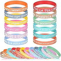 12 Braccialetti Motivazionali In Silicone Per Bambini - Colorati, Con Frasi, Regalo Per Feste E Compleanni - Foto 5