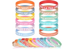 Otuuz 24 Braccialetti Bambini con Frasi Motivazionale Italiano Silicone Bracciale Amicizia Colorati Gadget Compleanno Bambini Regalo Fine Festa Compleanno Natale Adolescente Collega