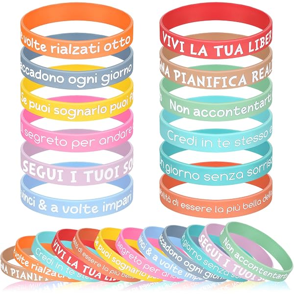 24 Braccialetti Motivazionali Per Bambini In Silicone - Frasi Positive In Tedesco, 20.2 Cm, Regalo Per Scuola E Compleanni - 4