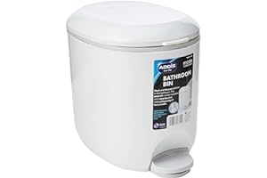 Addis 518503 Premium Deluxe Bathroom Pedal Bin with inner, 3.5 litre, White Grey, 29 x 18.5 x 23cm