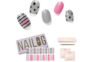 ‎NAILOG NAILOG Halbgehärtete Gel-Nagelstreifen 20pcs Lang anhaltende Nagellackstreifen, Gel-Nagelaufkleber in Salonqualität, A Rock Song