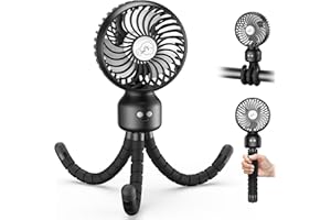 COMLIFE tragbarer Kinderwagen Ventilator, USB Tischventilator mit automatischer Rotation für Babys, 3 Geschwindigkeiten, flexibles Stativ für Kinderbett Fahrrad und Laufband