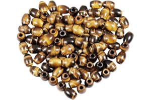 KYEYGWO Tiger's Eye Stone Large Hole Polished Gemstone Beads for Bracelets, Oval Loose Charms European Bead for Jewelry Making, Pack of 20