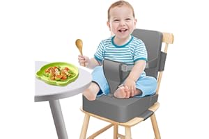 VEXNOOK Sitzerhöhung Stuhl Kind mit Gurten für Esstisch, PU Waschbar und Zerlegbar - Ergonomische Sitzerhöhung für Komfortables Sitzen und Unterstützung für Kleinkinder beim Essen，auch für Reisen Geeignet